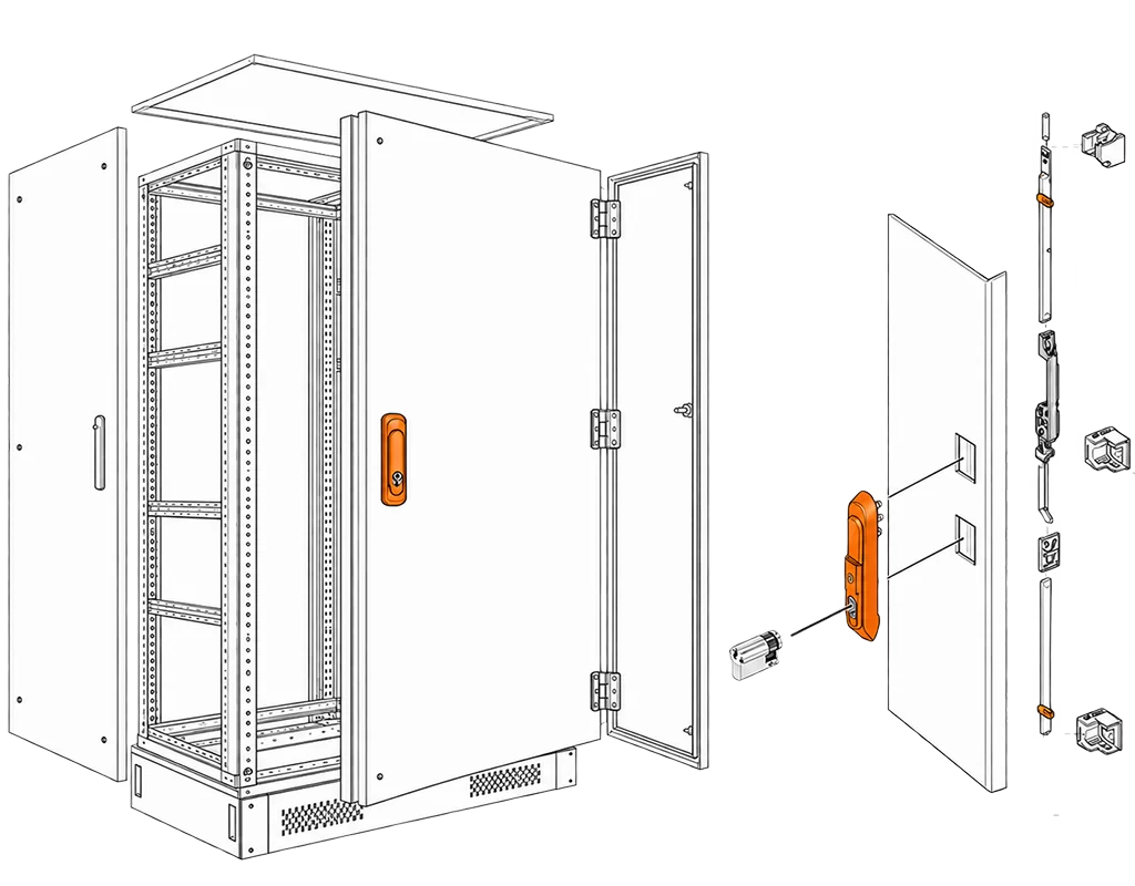 Industrial control cabinets and hardware